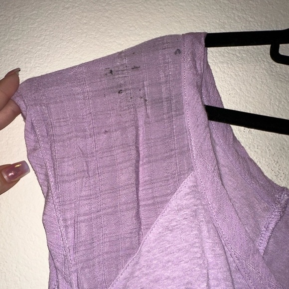 NWT free people purple linen blend asymmetrical hem blouse L boho contemporary - Picture 6 of 15